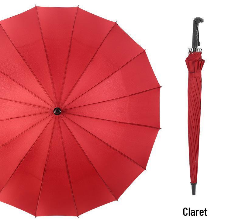 16-Rib Large Windproof Umbrella - Double Person, Auto Open, Reinforced Straight Handle, Custom Logo Business Umbrella