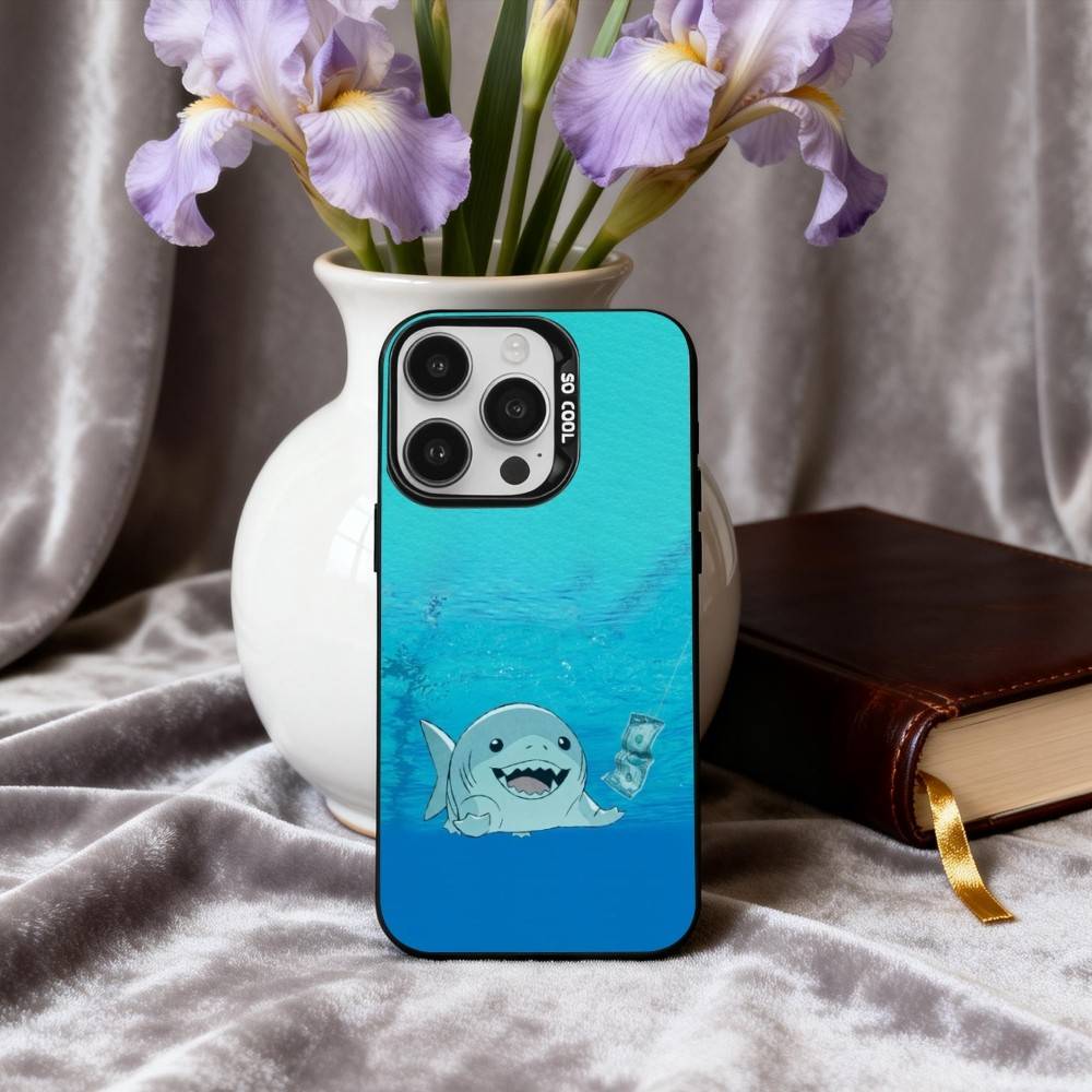 C-Cartoon S-Shark-K Phone Case For iPhone17,16,15,14,13,12,11 Plus,Pro Max Black Candy silver phone case