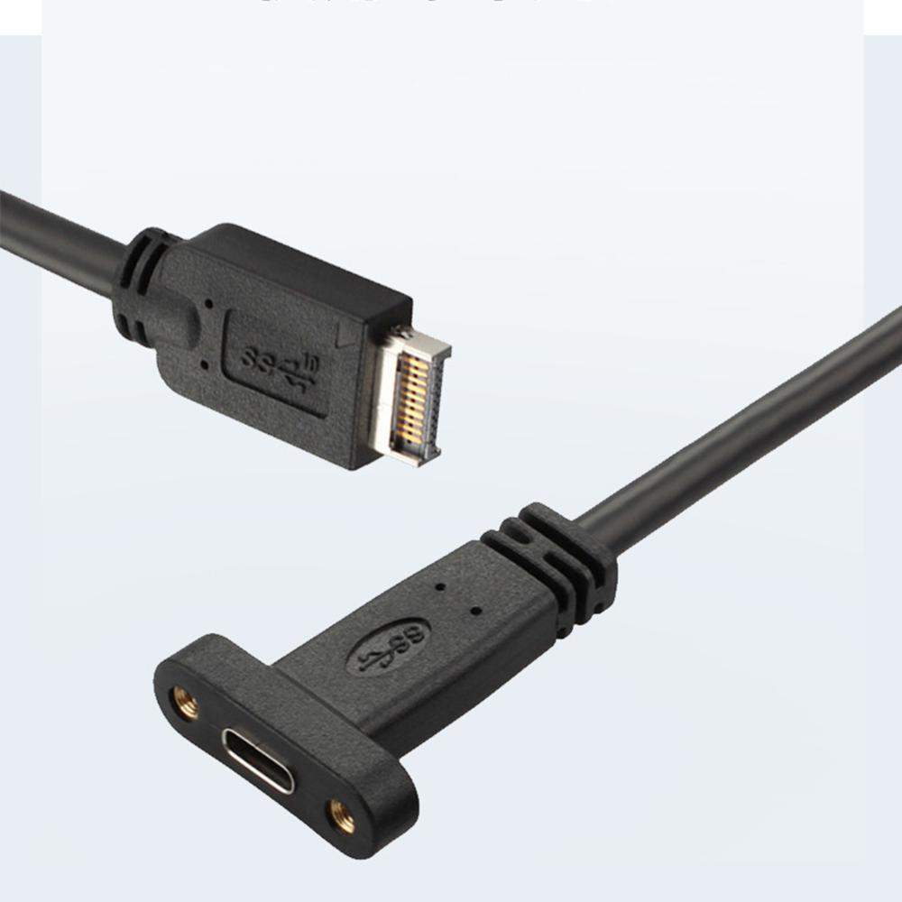 RGEEK 50cm USB 3.1 Front Panel Header Type-E To USB-C Type C Female Connector Extension Wire Cable +Panel Mount Screw