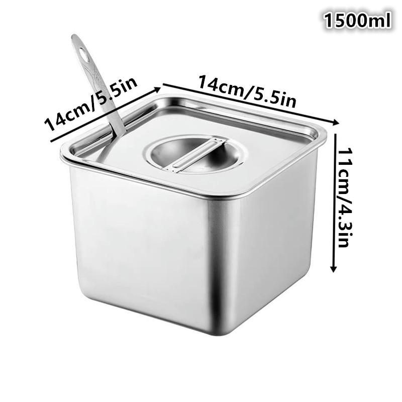 Stainless Steel Tank Box With Cover Kitchen Oil Basin Square Barrel Storage Bottle Seasoning Box Jars And Lids Spice Jars Set