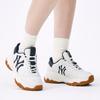New MLB New York Yankees Anti Slip Wear Resistant Low Top Chunky Sneakers Unisex White Navy Blue 3ASHD045N-50NYS