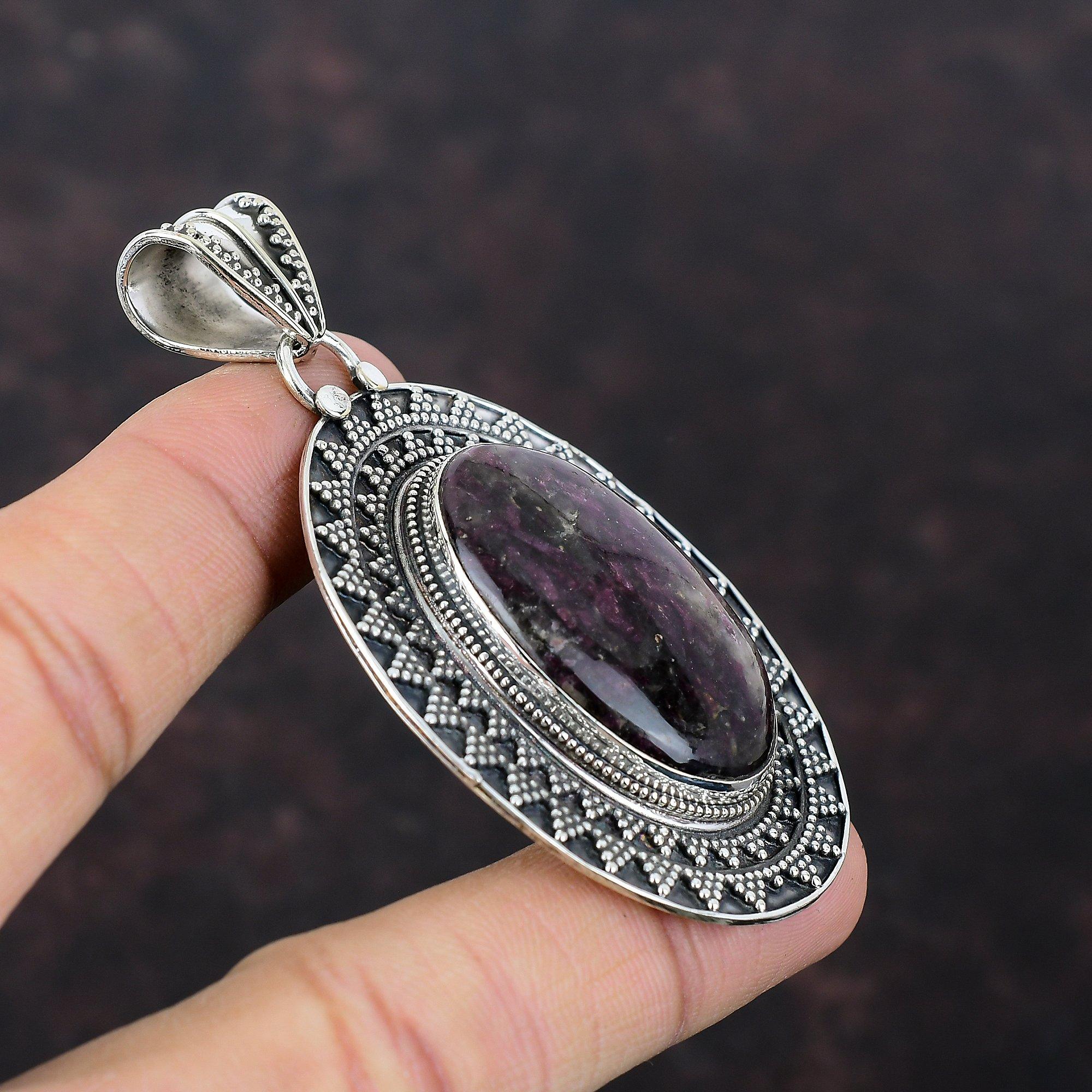 Pendentif En Argent 925 Avec Quartz Tourmaline Rose Naturelle 50 Carats - Neuf Sans Emballage
