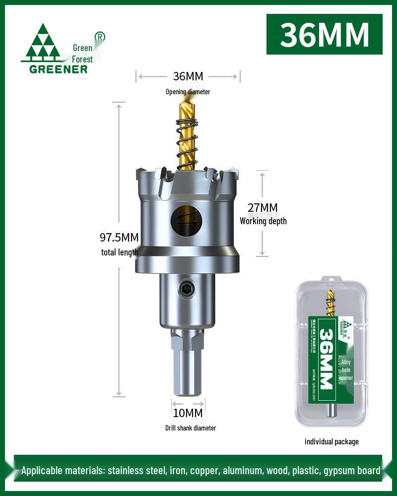 Green Forest Stainless Steel Hole Saw for Metal, Wood, and Aluminum Drilling