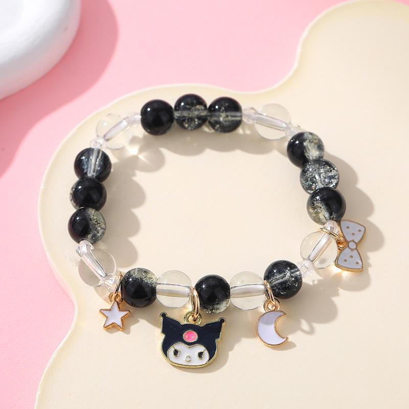 Sanrio Cinnamoroll Crystal Beaded Bracelet - Handmade Cartoon Gift for Female Students, Friends, and Couples.