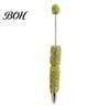 Crystal Diamond Gel Pen Beadable Pens, Bling Rhinestone Beaded DIY Bead Pen, Shaft Set Black Ink Ballpoint Pens for Decorations Office School Supplies