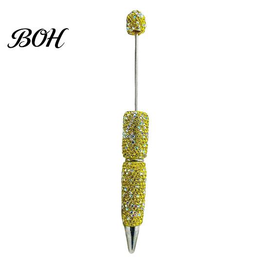 Crystal Diamond Gel Pen Beadable Pens, Bling Rhinestone Beaded DIY Bead Pen, Shaft Set Black Ink Ballpoint Pens for Decorations Office School Supplies