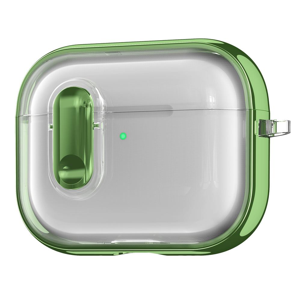For AirPods Pro 3 Case Clear Electroplated TPU PC Earbuds Cover with Lock Clasp / Carabiner