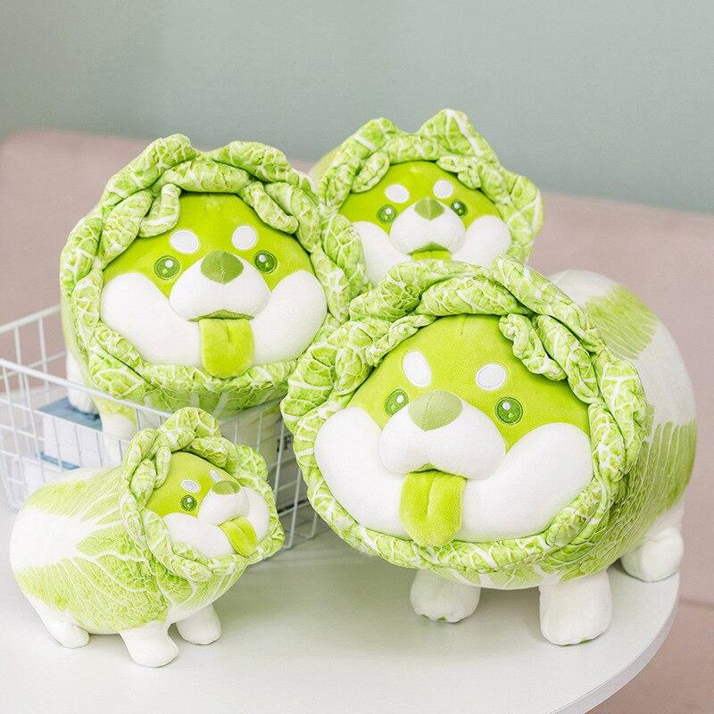 1pc 25 /30 /35cm Jouets en Peluche Chien Légume Mignon Créatif Chou Chinois Shiba Inu Oreiller Animal en Peluche Coussin de Canapé Cadeaux pour Bébé