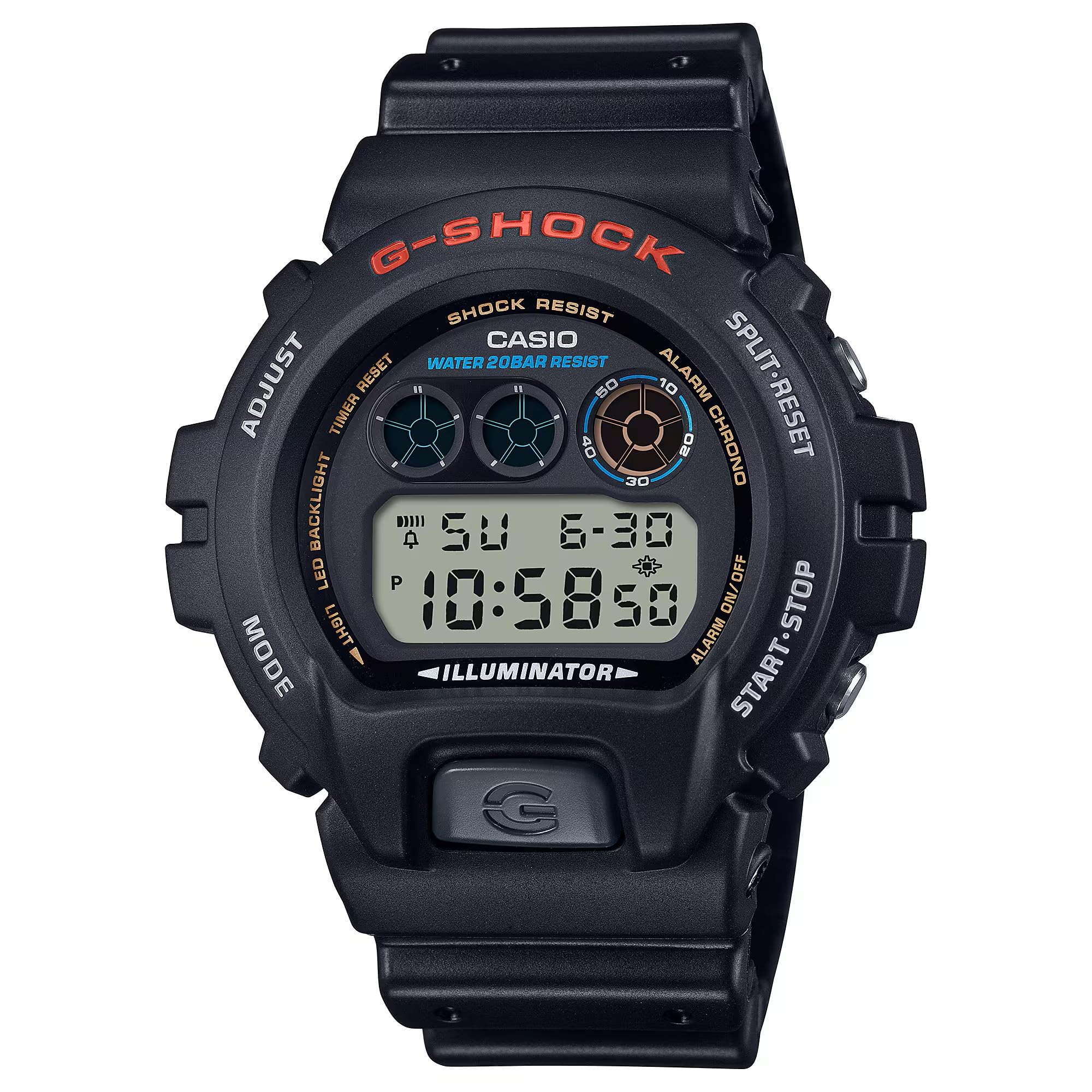 CASIO Overseas EL Black G-SHOCK Watch, Model, Backlight, DW-6900G-1VQ, (Product)