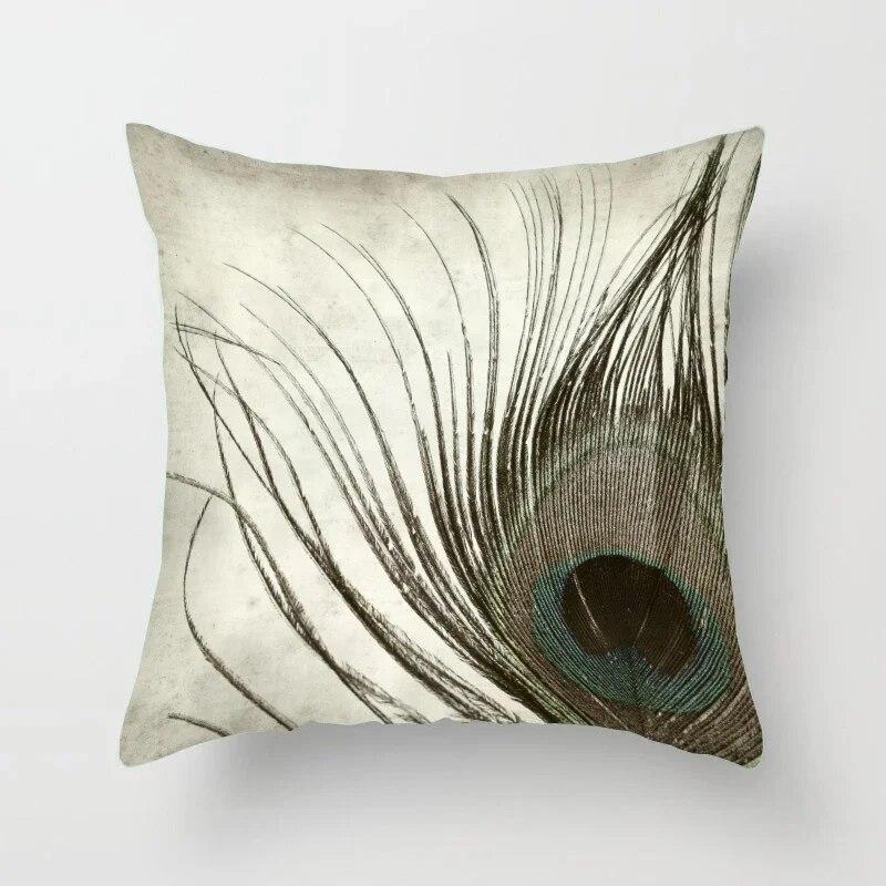 45*45cm Creative Peacock Feather Series Pillowcase Art Life Home Decoration Sofa Office Seat Waist Cushion  Cover