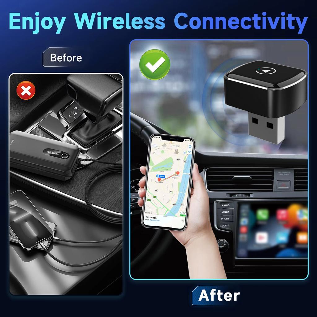 M26 2 in 1 For CarPlay/Android Auto Wired to Wireless Car Adapter 5.8G/2.4G Dual Band WiFi Bluetooth-compatible USB Dongle