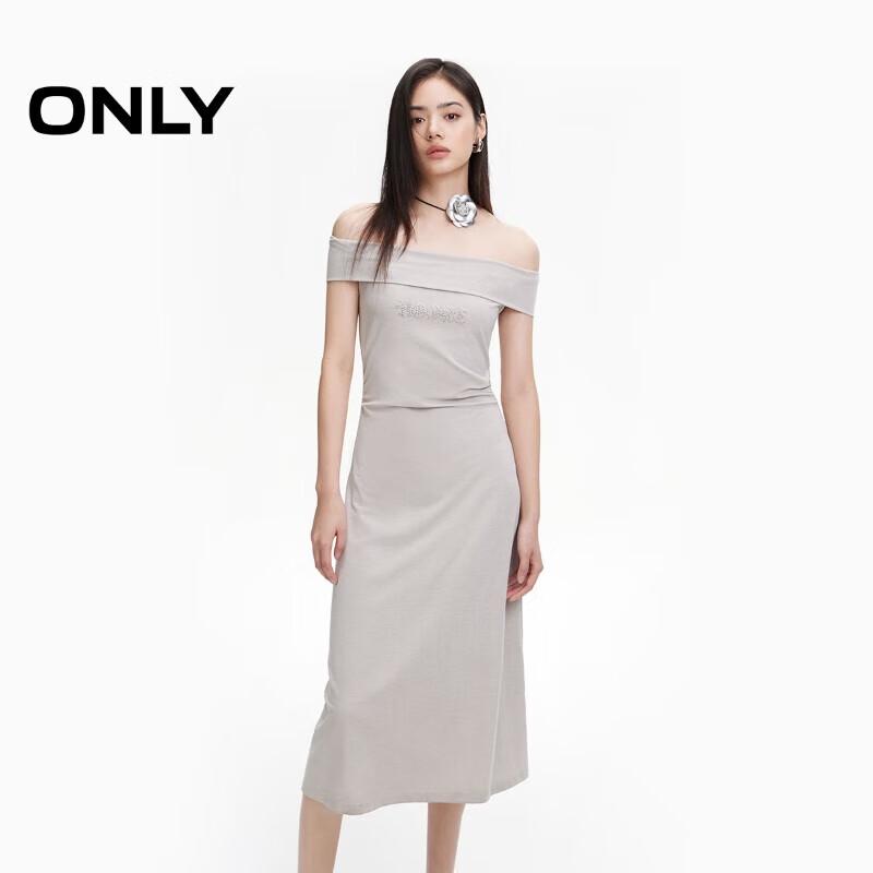 

ONLY 2024 Spring Rhinestone One-Shoulder Neck Mid-Length Dress XL