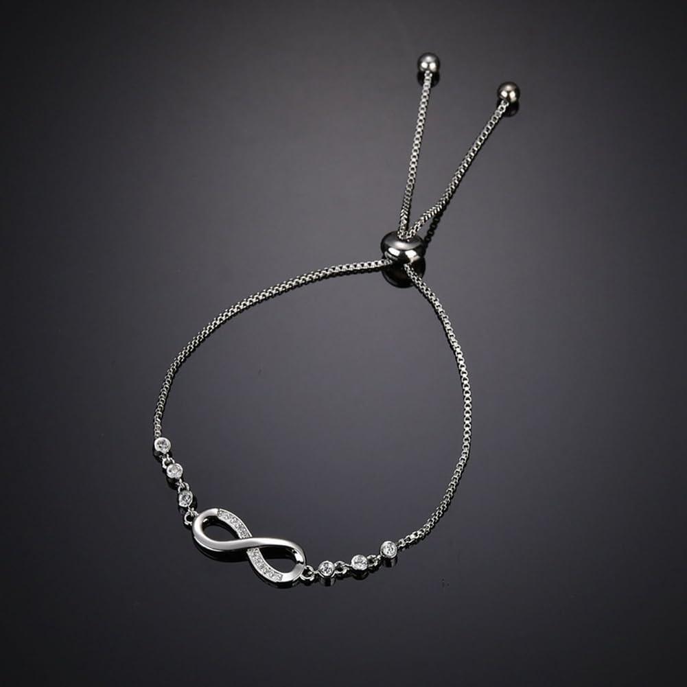 Endless Love Krystall Uendelighetsarmbånd for Kvinner CZ Diamanter Nyeste Stilig Justerbar Sjarm Tennisarmbånd for Jenter