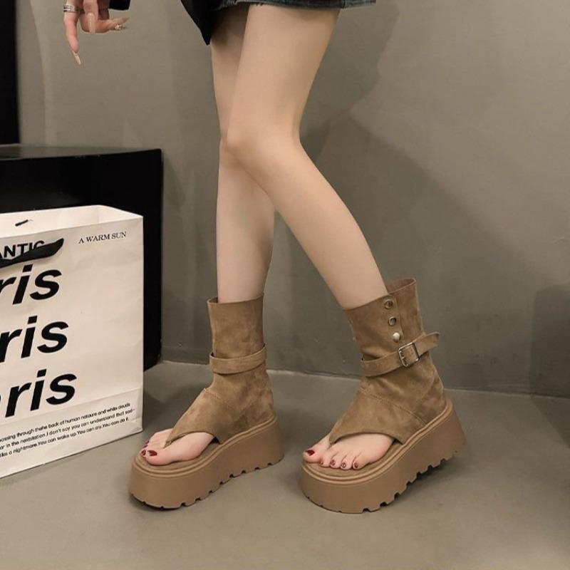 Fashion Fashionable Platform Boots for Women 2025 Summer New Trend Height Increasing Roman Short Boots Heeled Sandals Botas Para Mujer