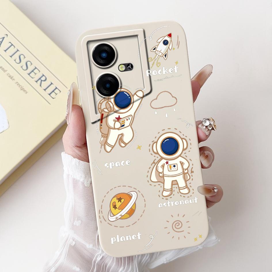 For Tecno Pova Neo Case LE6 LE6h Shockproof Cover Lovely Astronaut Liquid Silicone Bumper For Tecno Pova Neo 3 LH6n PovaNeo Etui