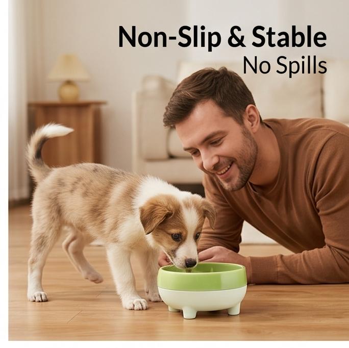 450ml Pet Bowl Flat & Slanted Neck Design Durable Cat Dog Food Water Bowl For Indoor All Season Feeding