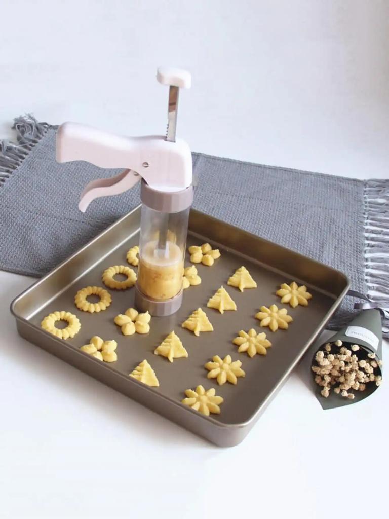 1 stk-Kakedekorasjonspistolsett Kakekjeks Konditori Sprøyte Dyser i rustfritt stål Klemmer Ekstruder Bakeverktøy