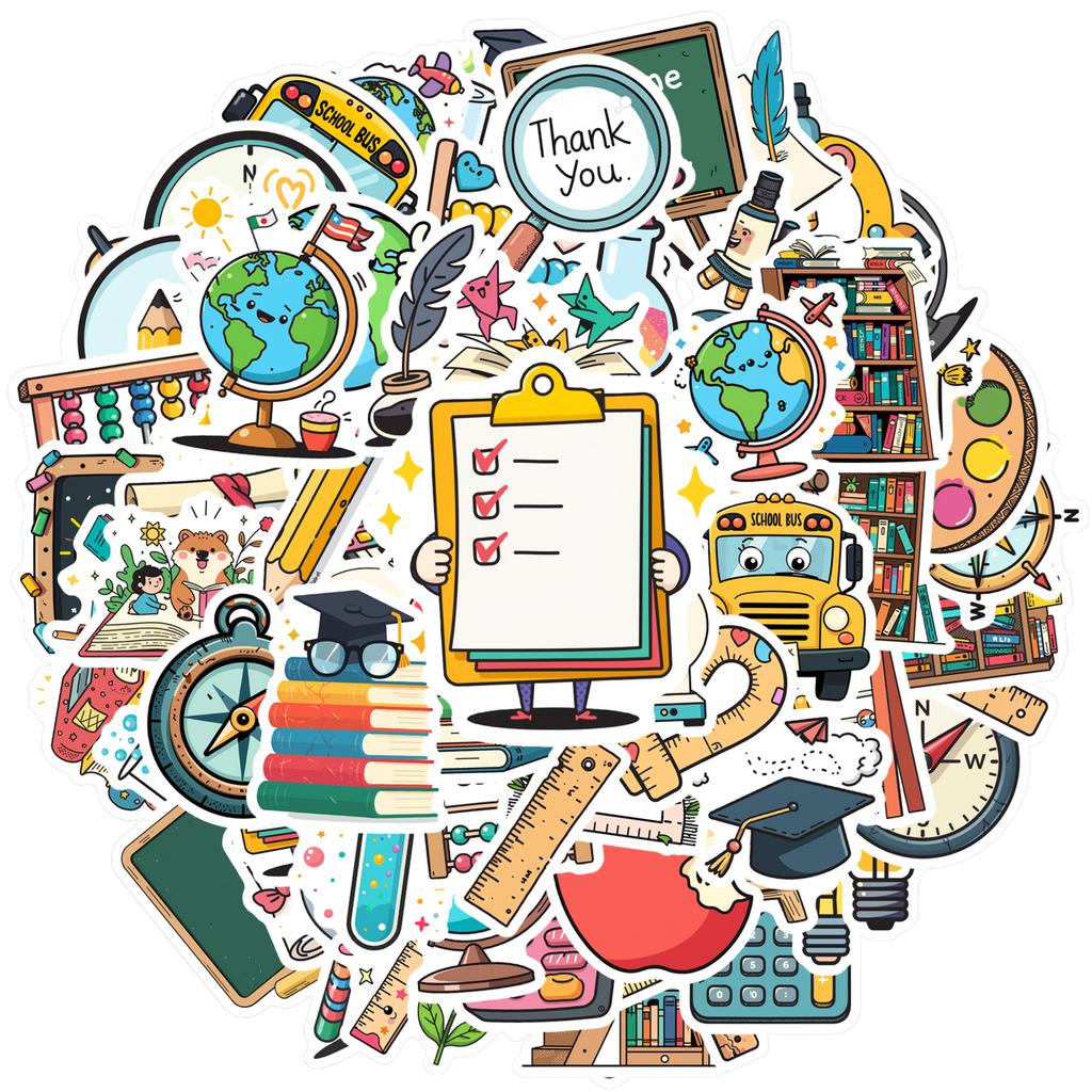 Playful Study Decals Cartoon Learning Teacher Reward Stickers Stationery Stickers For Fridge Laptop Guitar