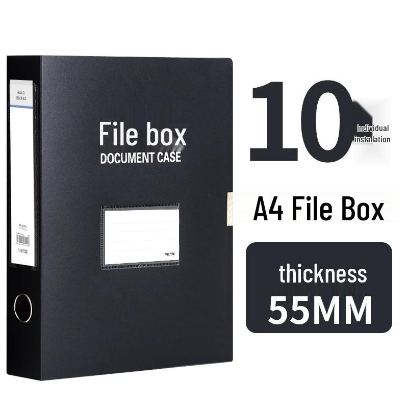 Set of 10 A4 Transparent Plastic File Storage Boxes, 55mm Thick, for Home or Office Use