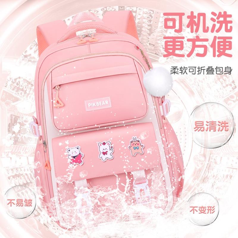 New primary school bag, children's spine protection, lightweight, waterproof and large-capacity junior high school girl backpack