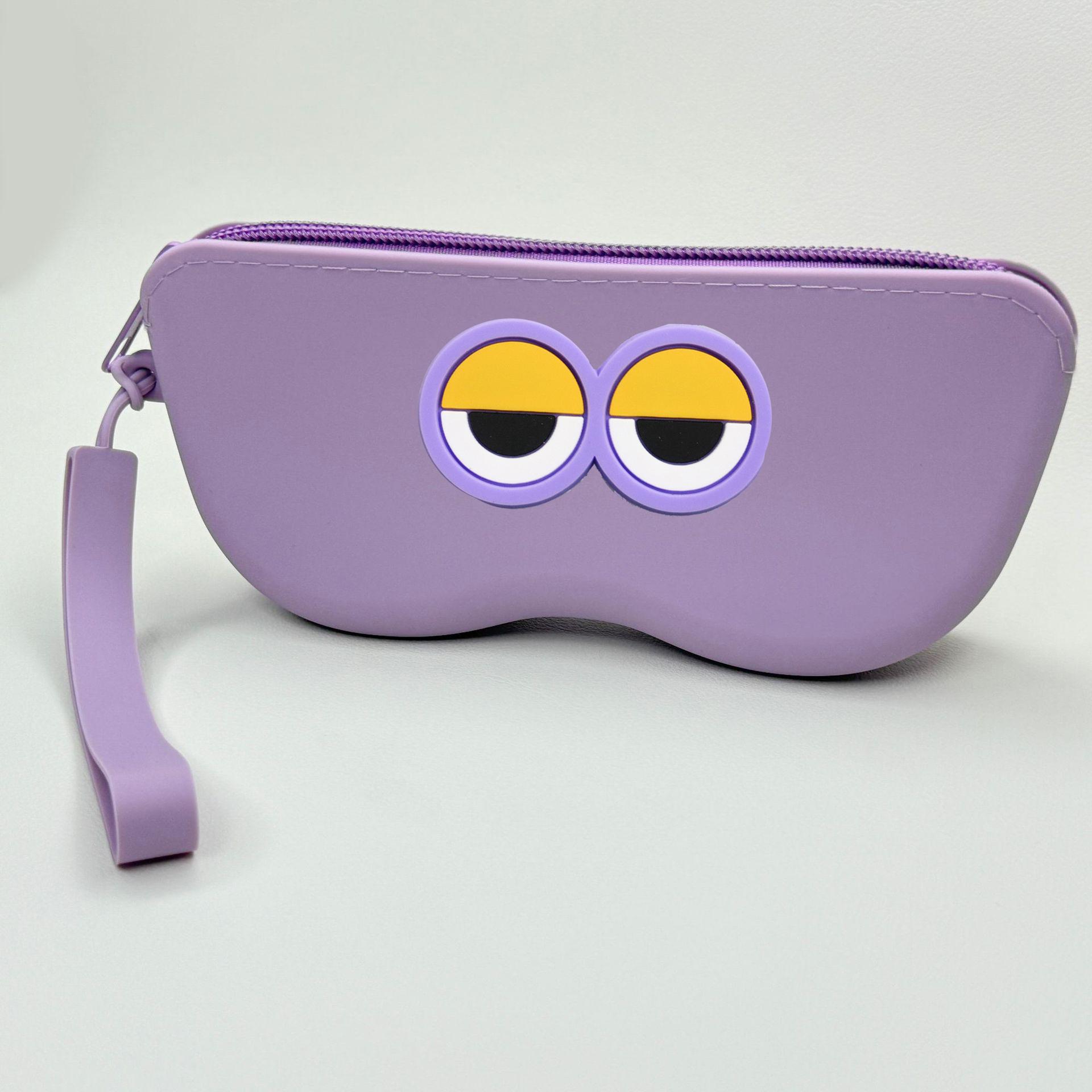 

Cool Soft Silicone Zipper Glasses Bag Cartoon Sunglasses Pouch Eyewear Case Soft Glasses Storage Bag Eyeglasses Protective Case фиолетовый