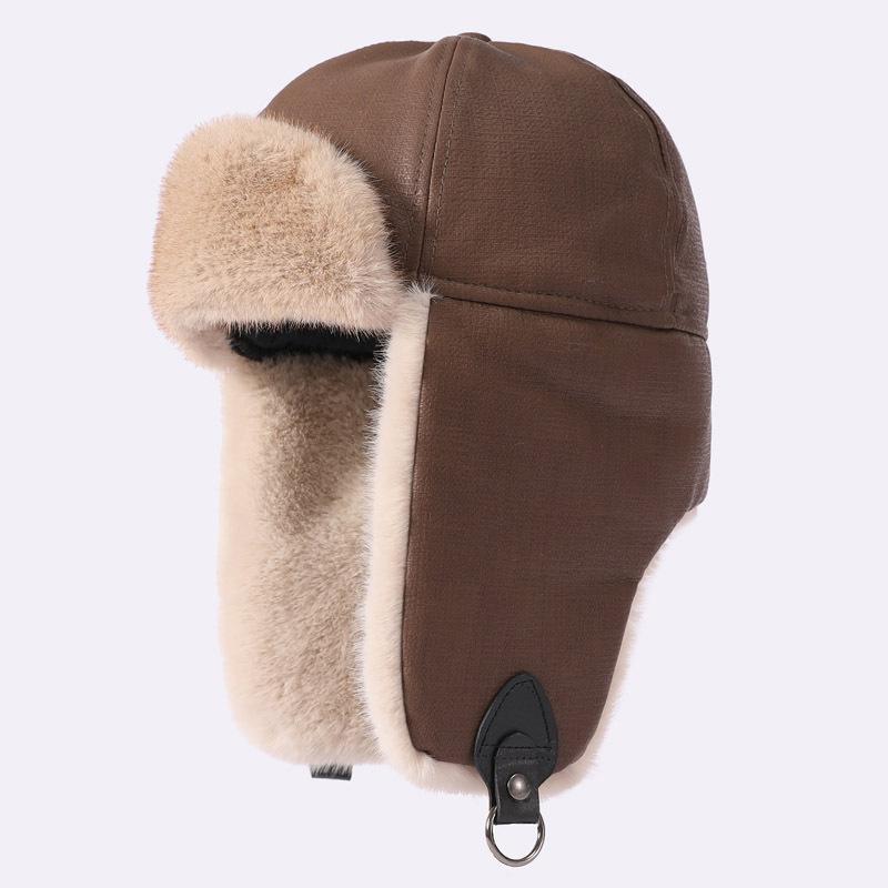 Imitation Fur Mink Hair Hat Female Fall and Winter Plush Fisherman Hat Khaki Senior Show Face Small Warm Ear Protection Lei Feng Hat