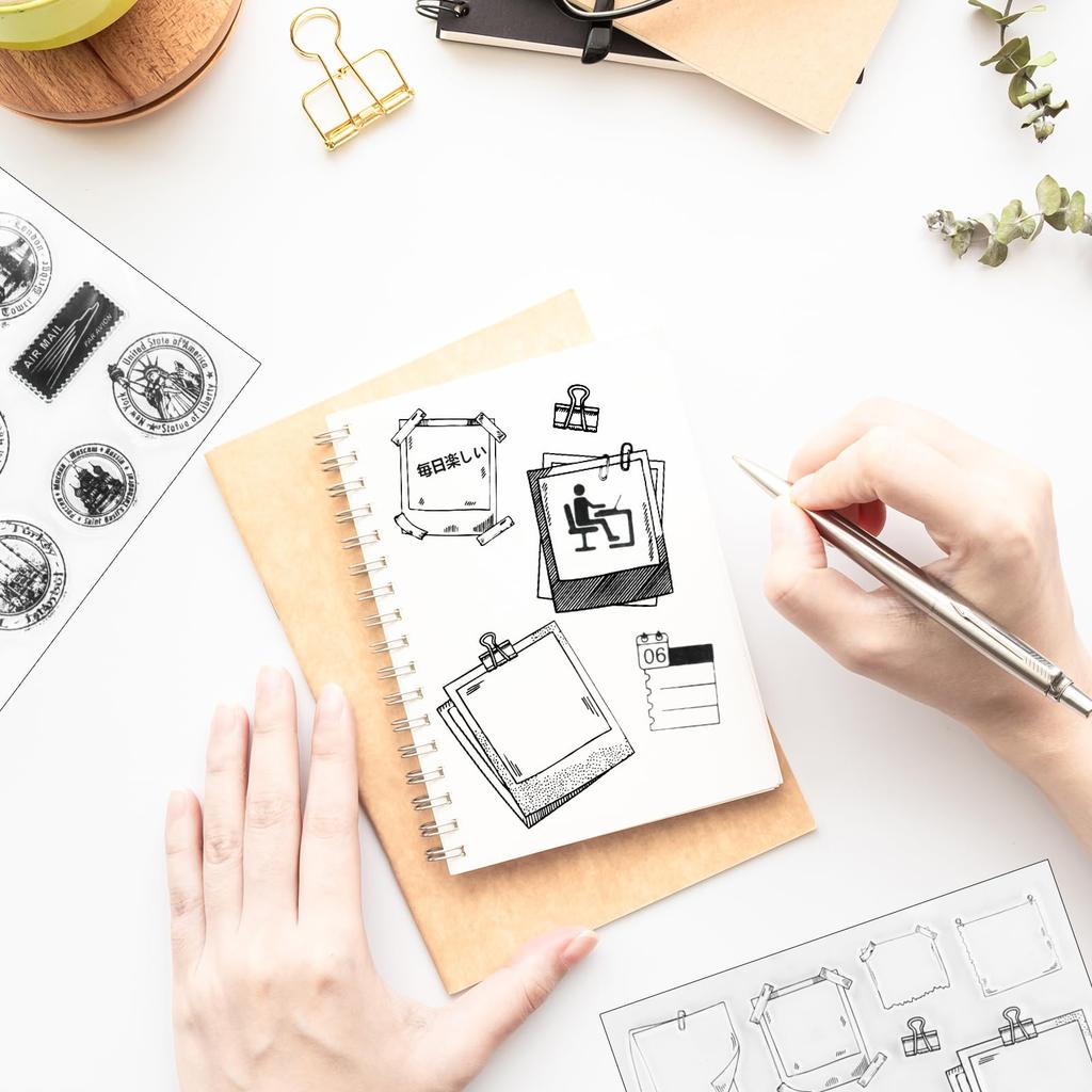seimeinoki Clear Stamps Set of 8 Anniversary Transparent Stamps Silicone Material Memo Calendar Candy Coffee Maker Transparent Seal Diary Creation