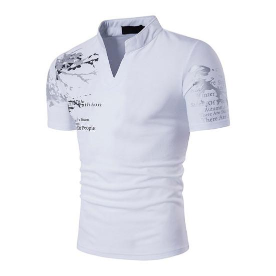

Men Apparel Unique Pattern Wear Resistant Polyester Easy-wearing Men Fashion Short Sleeve Shirt for Male L