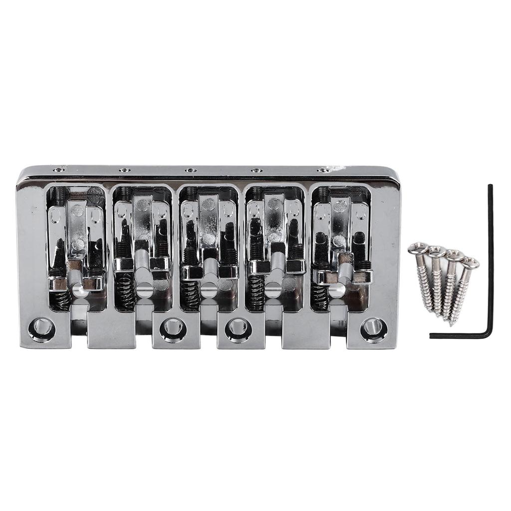 Bass Bridge Flip Top Micro Adjustable 5 String Bass Bridge Replacement for Practice Performance Silver