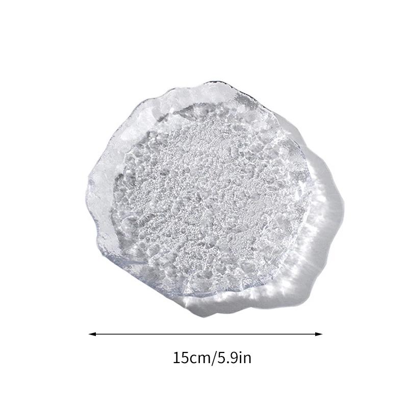 Transparent Glass Tray Decorative Jewelry Storage Trays Coffee Mug Fruit Dessert Cake Plates Desktop Room Decor Table Ornament