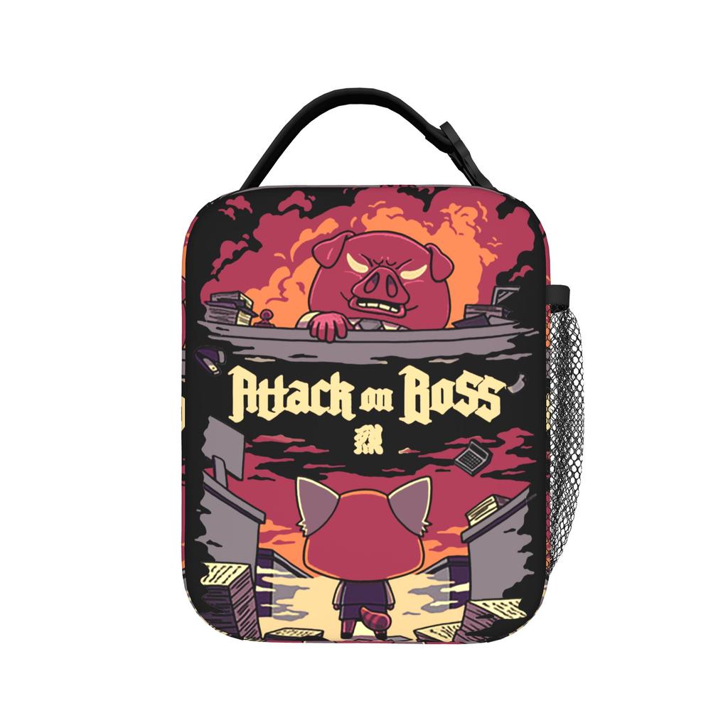 Aggretsuko Aggressive Retsuko Attack Insulated Lunch Bag High Capacity Reusable Cooler Bag Tote Lunch Box Work Travel Men