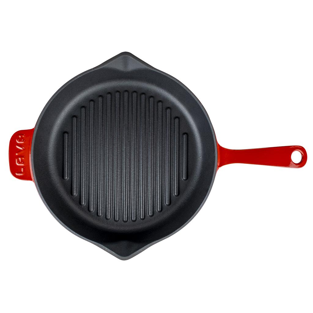 Lava Cast Iron Round Grill Pan. Long-Stem, Dia. Ø 28cm.