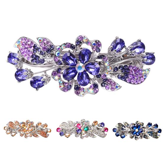 Beautiful Non-Slip Delicate Headdress Women Symmetrical Geometry Rhinestone Hair Barrette for Dating Clip