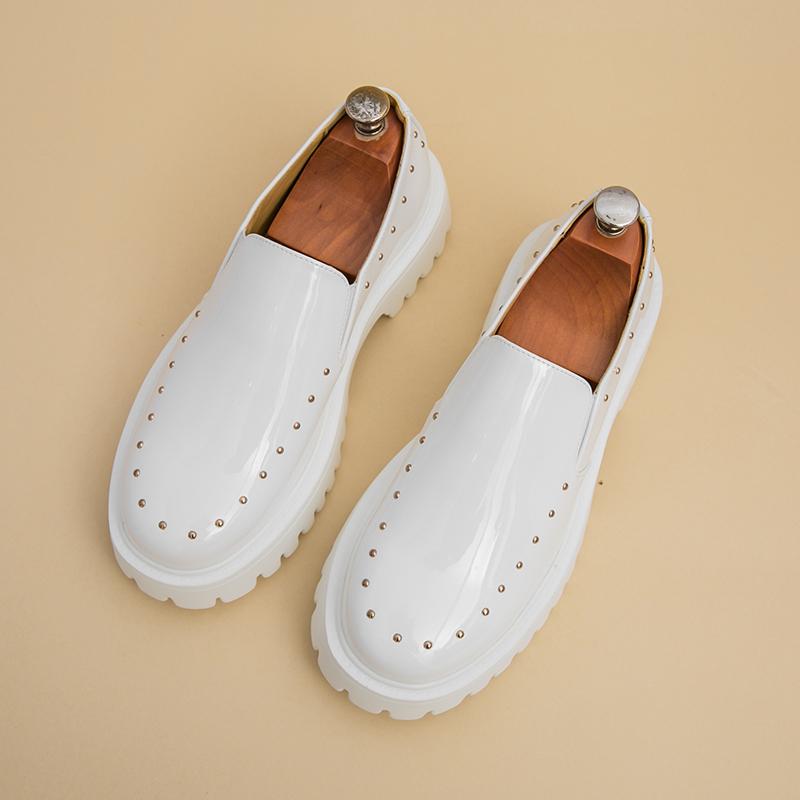 

Fashion Men s Leather Casual Handmade Shoes Platform Loafers Slip-on High Quality Thick Bottom Loafers Shoes Fashion Party Wedding Shoes 46