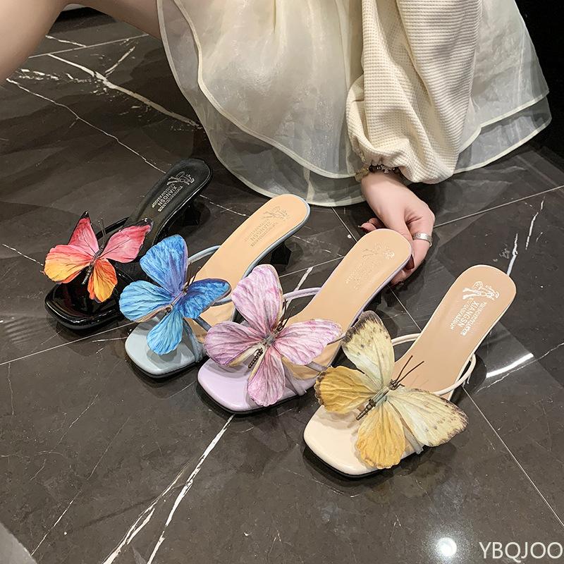 Fashion 2025 new Elegant Versatile Butterfly High Heels Summer Fairy Style Casual Comfortable Outdoor Wear Women Fashion Low Heel Sandal