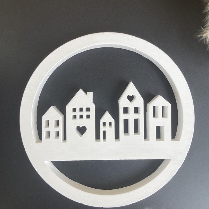 Hollow House Wreath Resins Molds for Making Tealight Holder Decorations Holiday Gift Room Decorations Art Craft Project