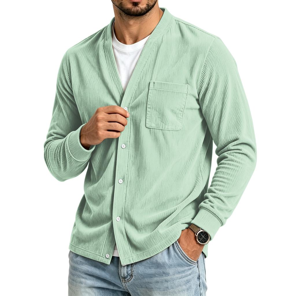Men's Casual Color Loose Fit Top with Pockets