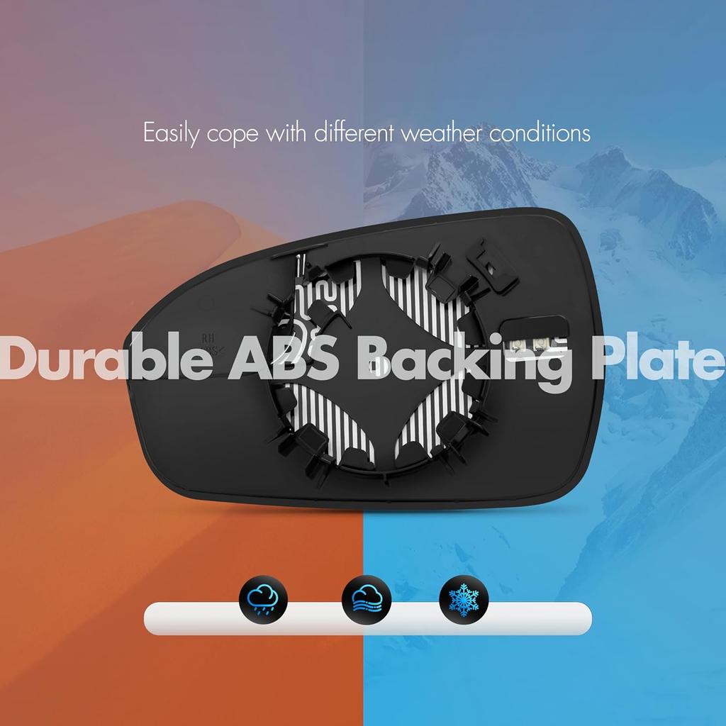 Passenger Side Mirror Replacement For Ford Fusion 2013 2014 2015 2016 2017 2018  , Right Side Exterior Mirror Glass, Heated, Chrome Convex Mirror