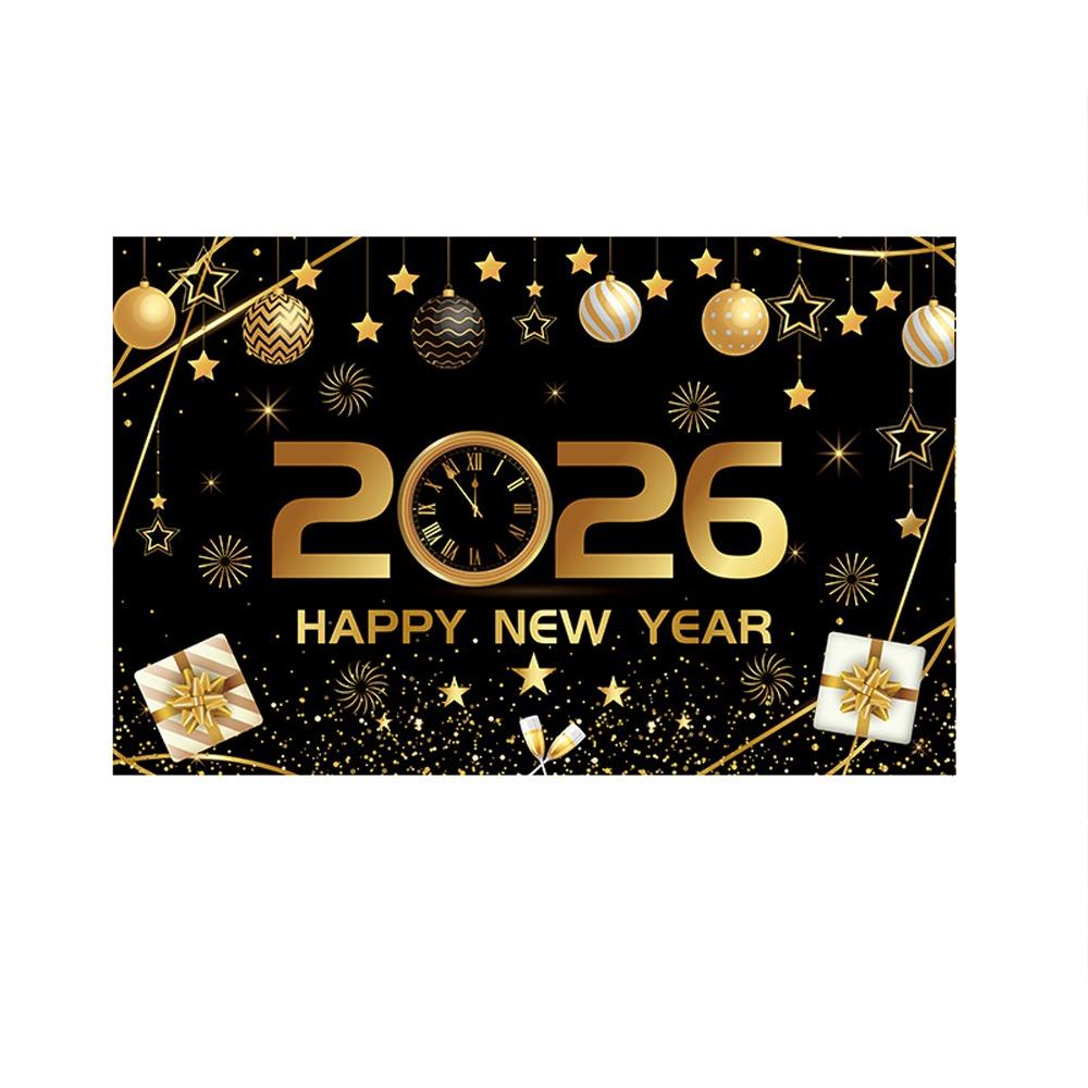 Black Gold 2026 New Year Backdrops Colorful Balloon Photo Background Party Background  Photo Studio