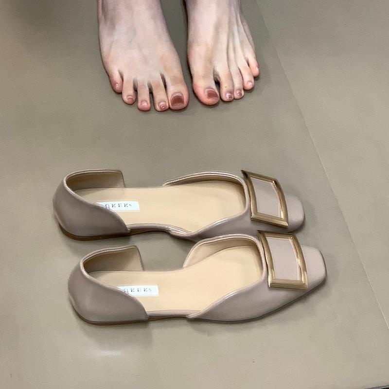 Mode quadratische Schnalle hohle flache Schuhe Damen Frühling und Herbst neu flacher Einstieg ein Pedal Mary Jane Schuhe Französische Pendlerschuhe