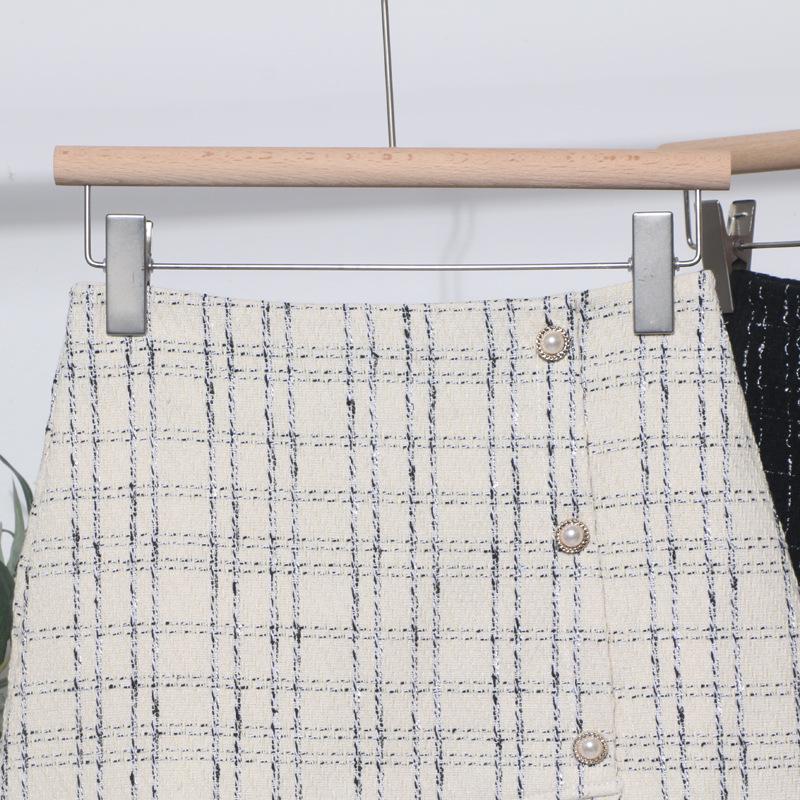 2023 Plaid Tweed High-Waisted Fishtail Mini Skirt