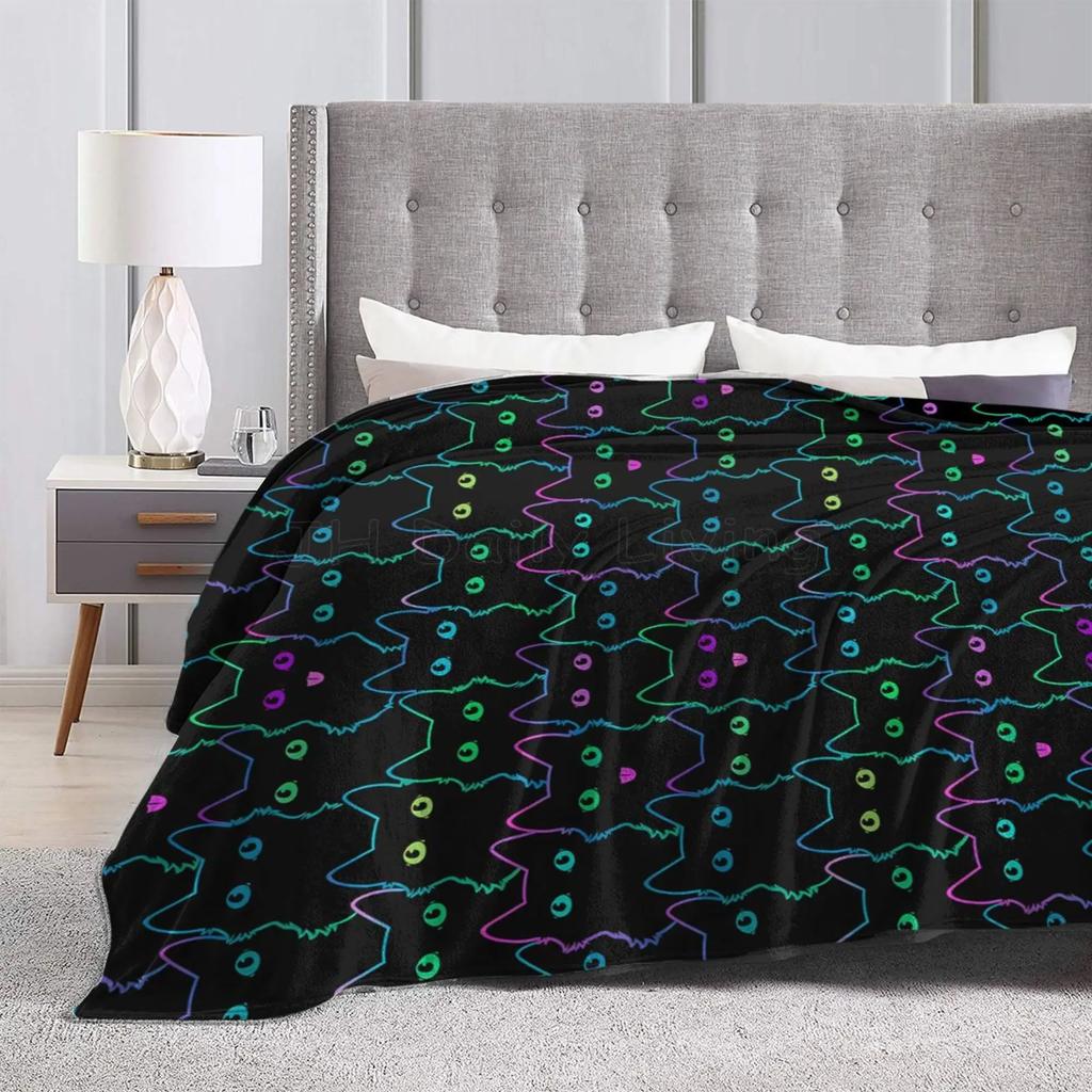 Cute Cat Silhouettes Throw Blanket Soft Warm Anti-Pilling Flannel Fleece Blankets Lightweight for Bed Sofa Couch 80x60 Inch