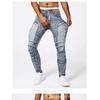 Jeans in stile motociclista da uomo, moda street europea, jeans skinny elasticizzati slim-fit, jeans dritti da uomo