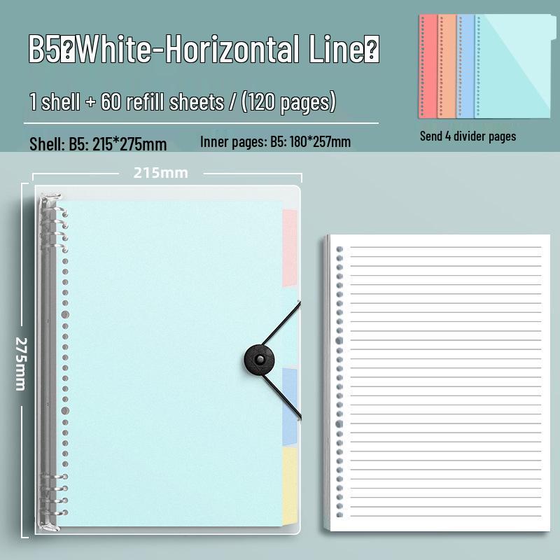 Extra Thick B5 Ring Binder Notebook with Loose-Leaf Refills - Comfortable for Hands, Perfect for Students