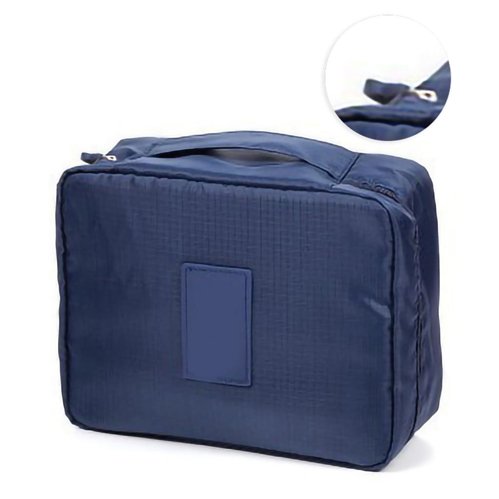 Torba do przechowywania kosmetyków do makijażu Tkanina Oxford Uchwyt Zamknięcie na zamek Błyskawiczny Kosmetyczka Podróżna Ciemnoniebieska