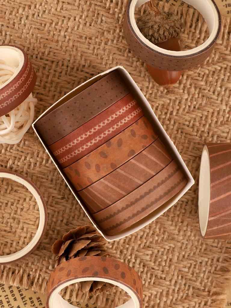 5 Rollen/Box Vintage Washi Tape Scrapbooking Washi Tape Set Schulbedarf Dekorative Klebestreifen Herbst Schreibwaren Abdeckband