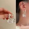Fashion Elelgant Earrings Ice Cream Simple Transparent Acrylic Irregular White Metal Round Earring Jewerly Accessories for Women