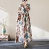 Johnature Niche O-Neck Vintage Dress Woman Spring Fashion Personality Print Long Sleeves Loose Dress