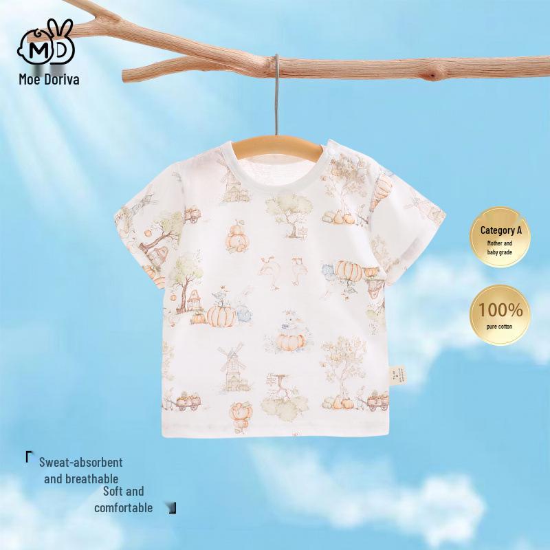 Summer Kids’ Short Sleeve Cotton T-Shirt: Breathable, Sweat-wicking, Skin-friendly