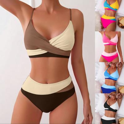 Women's Fashion Split Conservative Bikini With Bra Pads And No Steel Bra Swimming Costume